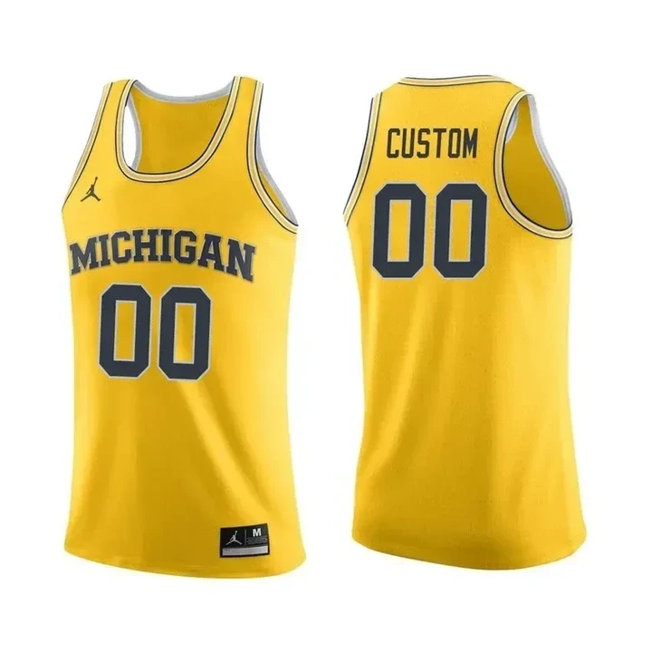 Youth Michigan Wolverines Maize Custom Basketball Jersey , NCAA jerseys