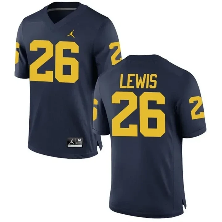 Male Michigan Wolverines Navy Jourdan Lewis NCAA Alumni Football Game Jersey , NCAA jerseys