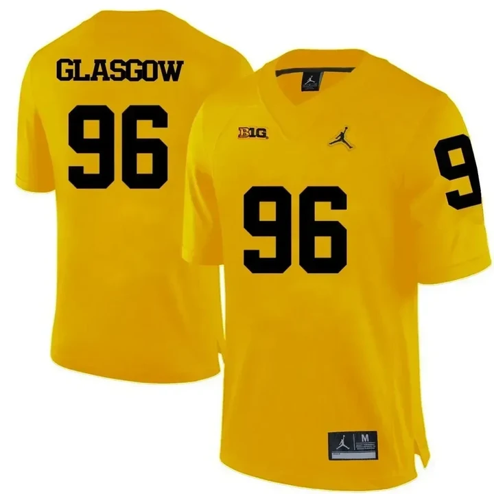 Michigan Wolverines Yellow Ryan Glasgow Football Jersey , NCAA jerseys