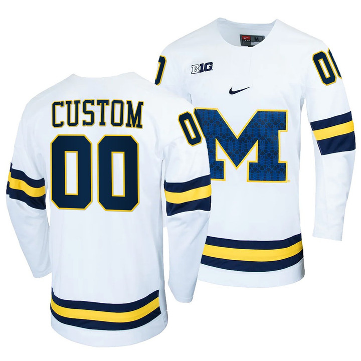 Custom Michigan Wolverines White College Hockey Jersey Replica - Youth