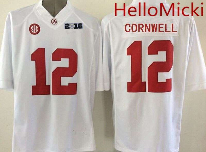 Men’s Alabama Crimson Tide #12 David Cornwell White NCAA Jersey Jersey , NCAA jerseys