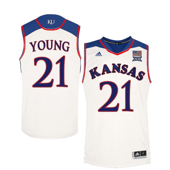 Male Kansas Jayhawks White Clay Young College Basketball Jersey