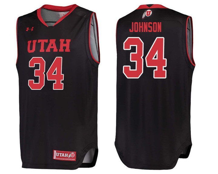 Utah Utes Black Jayce Johnson College Basketball Jersey