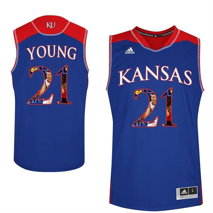 Male Kansas Jayhawks Royal Clay Young College Basketball Portrait Jersey