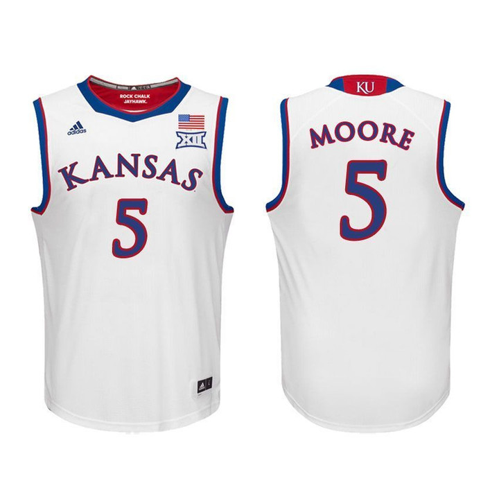 Kansas Jayhawks White Charlie Moore Basketball Jersey