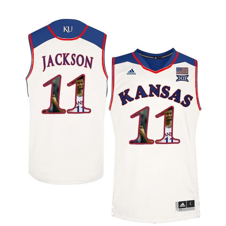 Male Kansas Jayhawks White Josh Jackson College Basketball Portrait Jersey