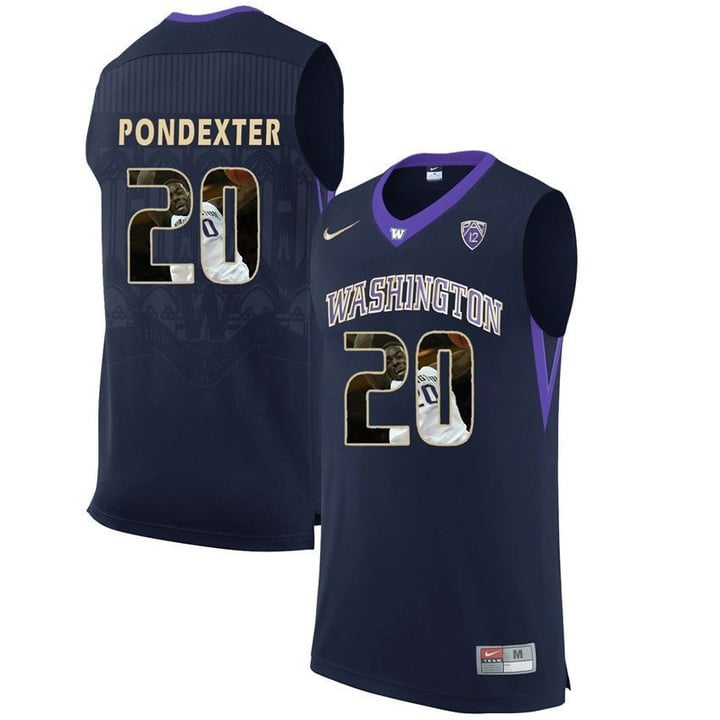 Washington Huskies Black Quincy Pondexter NCAA College Basketball Player Portrait Fashion Jersey