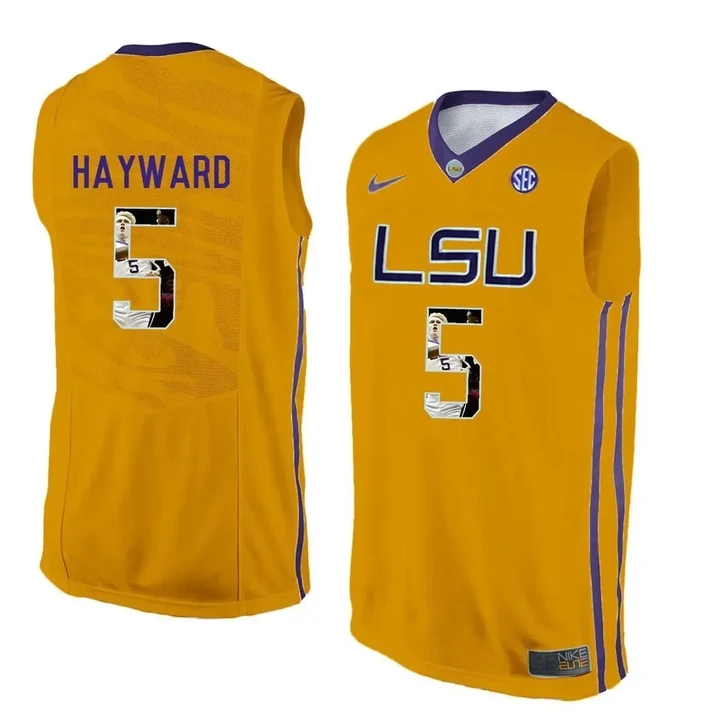 Male LSU Tigers Gold Kieran Hayward College Basketball Jersey , NCAA jerseys
