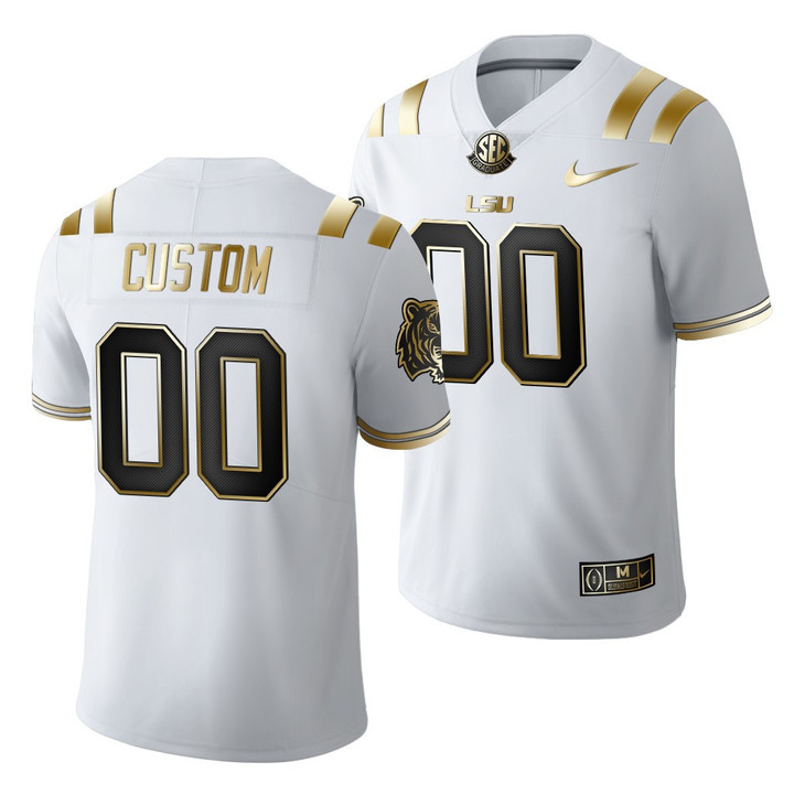 Youth LSU Tigers Custom #00 White Golden Edition Jersey 2021-22 Limited Football