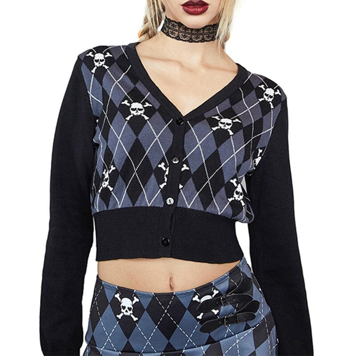 Punk Style Skulls Print Knitwear sweater