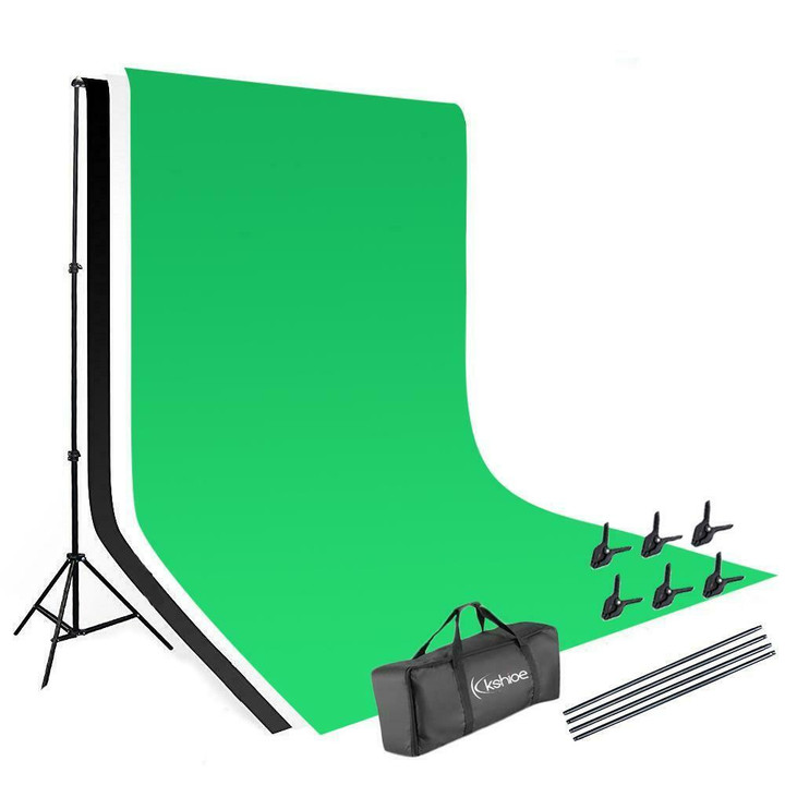 10Ft Adjustable Background Stand Kit For Photography with 3 Backdrop