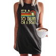 This the discount for you : 2023 Summer Graphic Tank Dress Women Funny Drinking Party Sleeveless Vacation Shirt Short Mini Dresses It's A Good Day to Drink