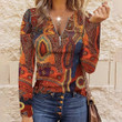 This discount is for you : Autumn Aztec Geometric Zippered Long Sleeve Top