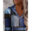 This discount is for you : Patchwork Print Long Sleeve Hoodie Top