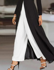 This discount is for you : Black And White Color Block Two Piece Set