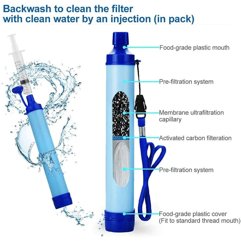 THIS IS A DISCOUNT FOR YOU : Outdoor Water Filtration Survival Water Filter Straw Water Filtration System Drinking Purifier For Emergency Hiking Camping