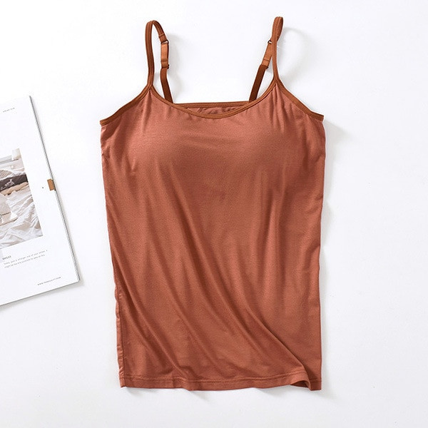 This discount is for you : Women's Camisole Tops with Built In Bra Neck Vest Padded Slim Fit Tank Tops Sexy Shirts Feminino Casual