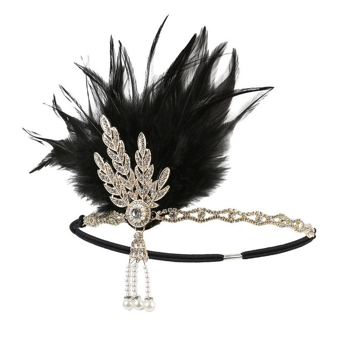 This is the discount for you : Women Headpiece Feather Flapper Headband Shiny Great Gatsby Headdress headpiece Vintage Prom Fashion Getsbi Hair Accessories
