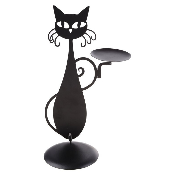 This is the discount for you : Black for CAT Candle Holder Vintage Candlestick Desktop Candle Stand Decor for Farmhouse Party Centerpiece Decoration Gift 87HA