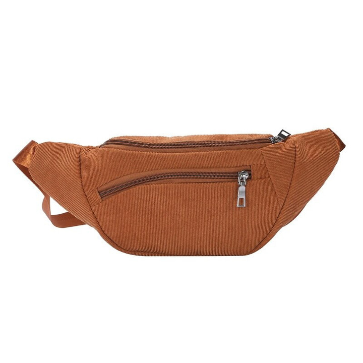 This the discount for you : Fanny Pack Corduroy Waist Bag Zippered Chest Bags Sling Sport Travel Pouch