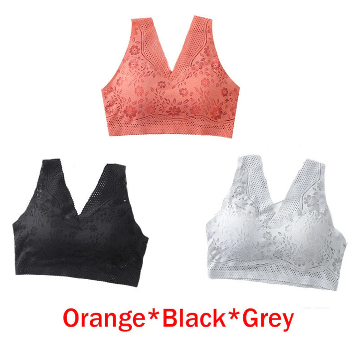 This the discount for you : Seamless Breathable Large Size 2XL Lace Push Up Bras for Women Sexy Wire Free Top Lingerie V-neck Bralette Low Back Underwear