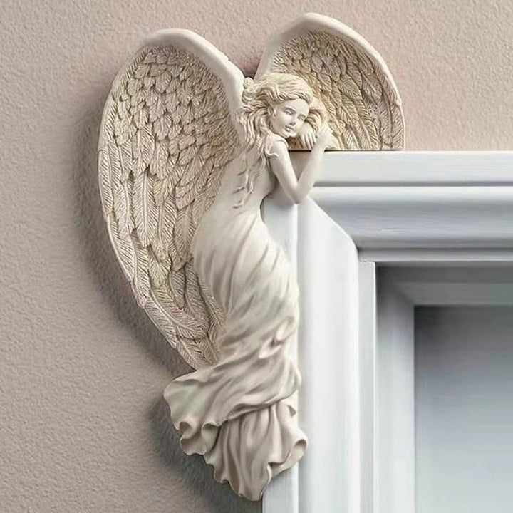 This the discount for you : Door Frame Angel Wing Sculpture Retro Wall Decoration Frame Angel🔥
