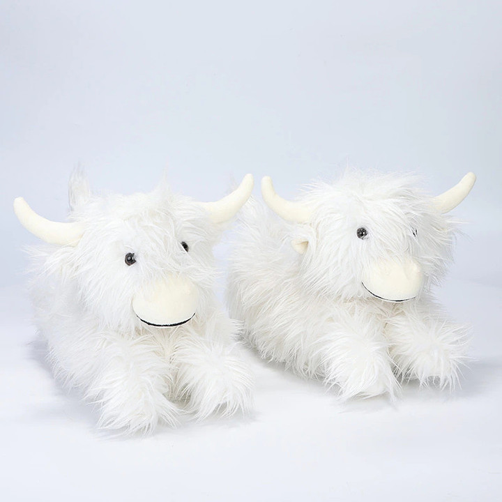 This discount is for you : Highland Cow Slippers, Plush Scottish Cow Slippers