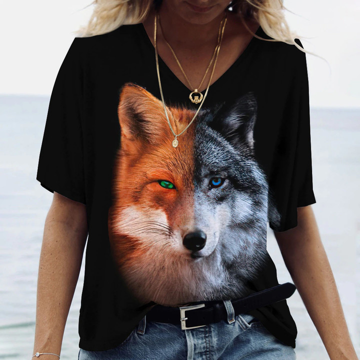 This discount is for you : 2023 New women's wolf short sleeve shirt