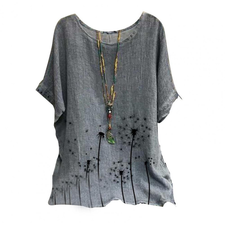 This discount is for you : Casual Round Neck Half Sleeve Gray Blouse