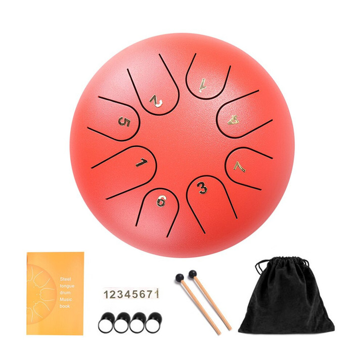 This discount is for you : Steel Tongue Drum Set 6 Inch 8 Tune Handpan Drum Pad Tank with Drumstick Carrying Bag Percussion Instruments Accessories New