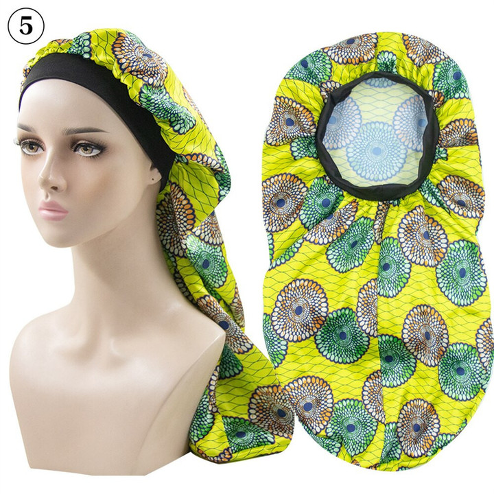 This discount is for you : Women Large Elastic Head Wrap Satin Bonnet Sleep Cap For Girls African Pattern Print Beanies Ladies Night Cap Turban Chemo Hat