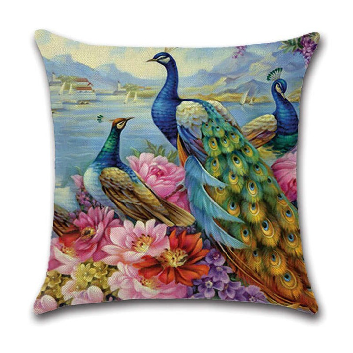This discount is for you : Classic Oil Painting Peacock Cushion Cover