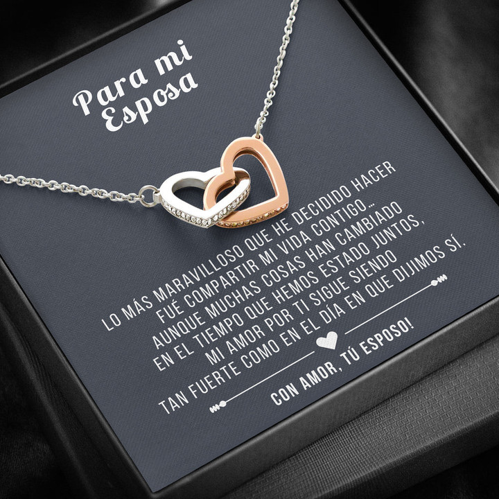 This discount is for you : FOR MY WIFE 925 SILVER INTERTWINED HEARTS NECKLACE 2023 New Double Heart Necklace For Women Girl Dropshipping