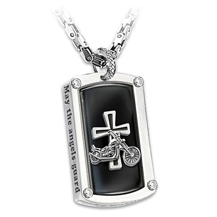 This discount is for you : "Biker's Blessing" Engraved Dog Tag Pendant Necklace