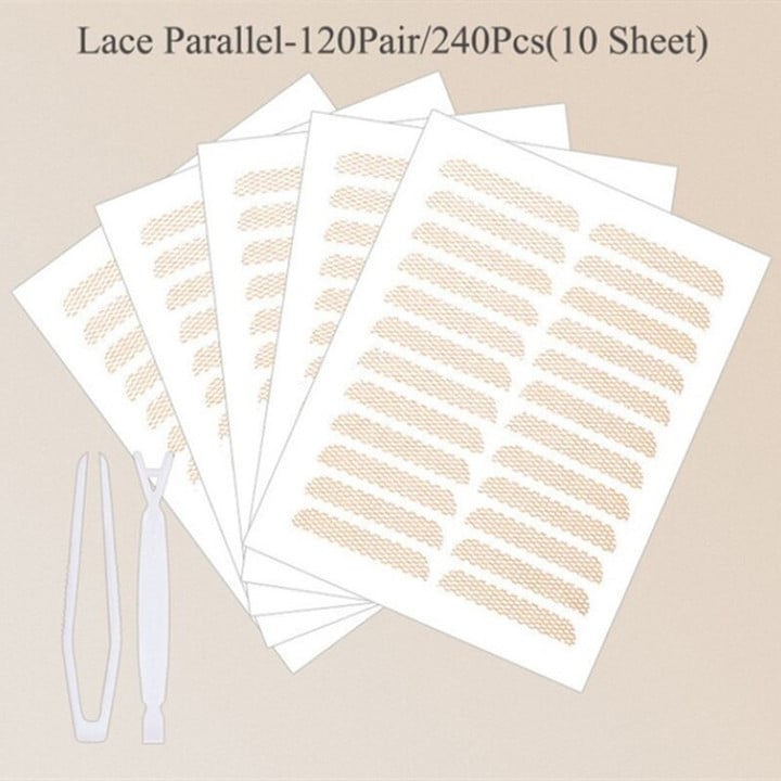 THIS IS A DISCOUNT FOR YOU : 144-240pcs/Set Gauze Lace Mesh Olive-shaped Eyelid Paste-shaped Invisible Double Fold Eyelid Shadow Tape Sticker Beauty Tool
