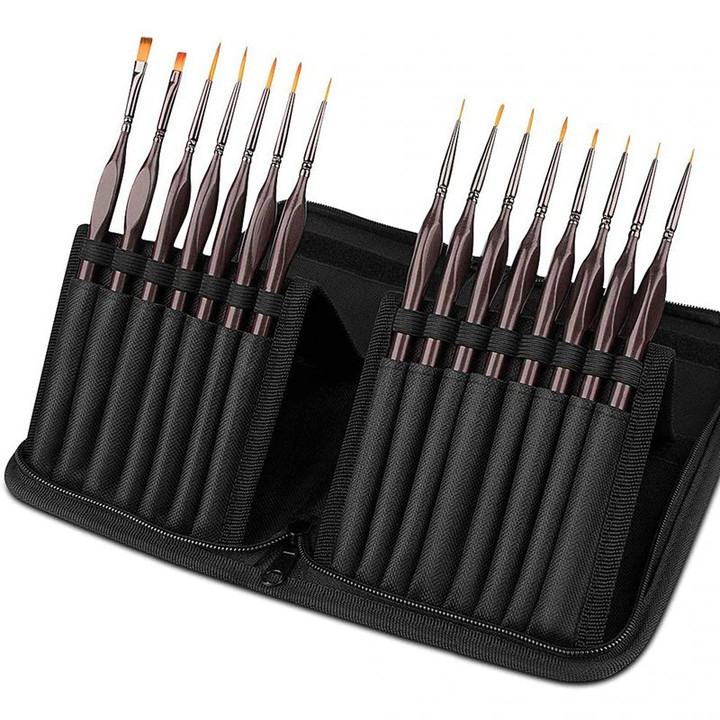 THIS IS A DISCOUNT FOR YOU : Detail Paint Brush Set,15Pcs Miniature Painting Brushes Kit,Professional Mini Fine Paint Brushes Set