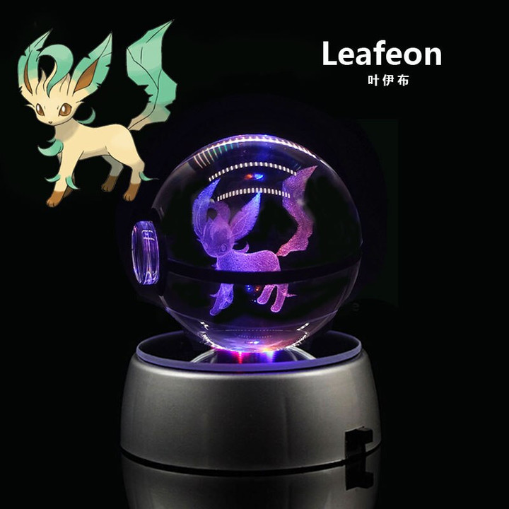 This discount is for you : Pokemon Crystal Ball 3D Toys Snorlax Mewtwo Pikachu Figures Pokémon Engraving Model with LED Light Base Kids Gift Collectable