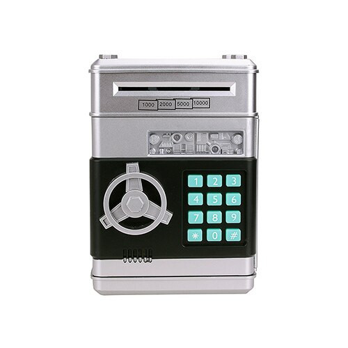 This a discount for you : Electronic Password Piggy Bank ATM Password Money Box Cash Coin Automatic Deposit Banknote Money Saving Machine Bank Safe Box
