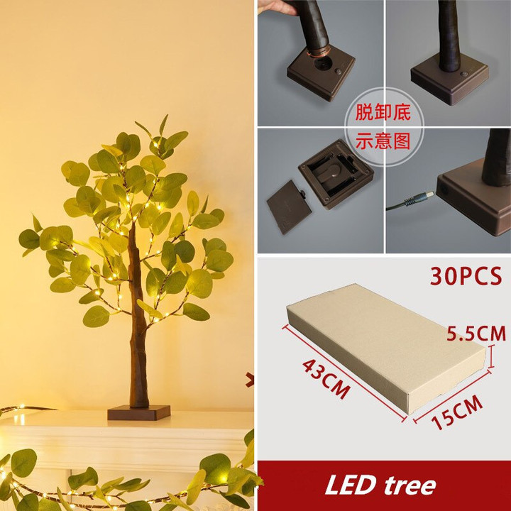 This discount is for you : Artificial Eucalyptus Plant Trees Lamp For Table 60CM Tall 36 LED Lights For Home Bedroom Decor Christmas Birthday Gifts