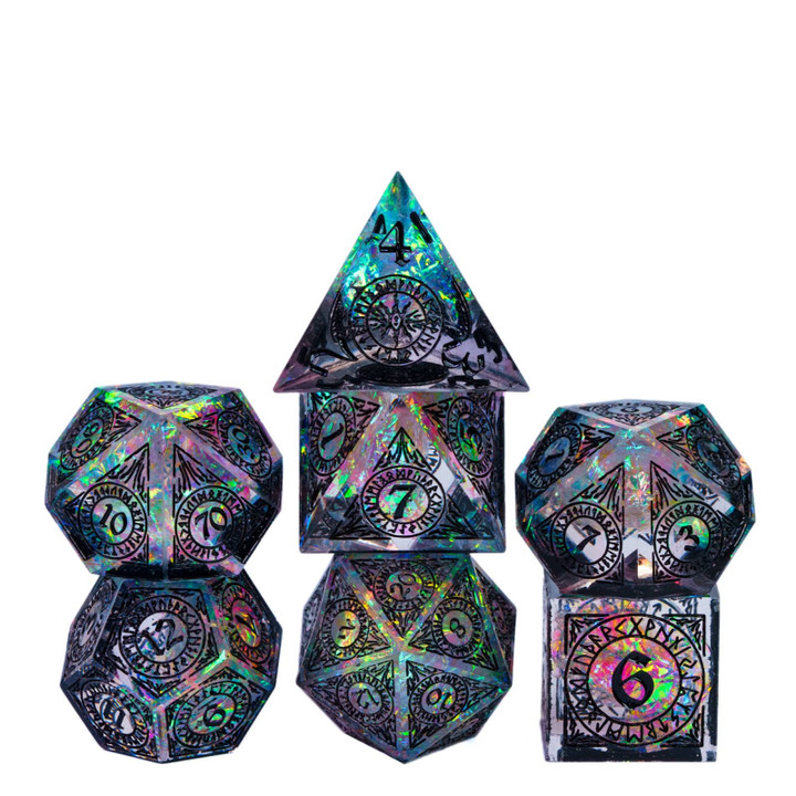 This a discount for you : Cusdie Sharp Edges Dice DND 7Pcs Patterned D&D Dice Handcrafted Polyhedral Dice Set for Role Playing Game Pathfinder Board Games