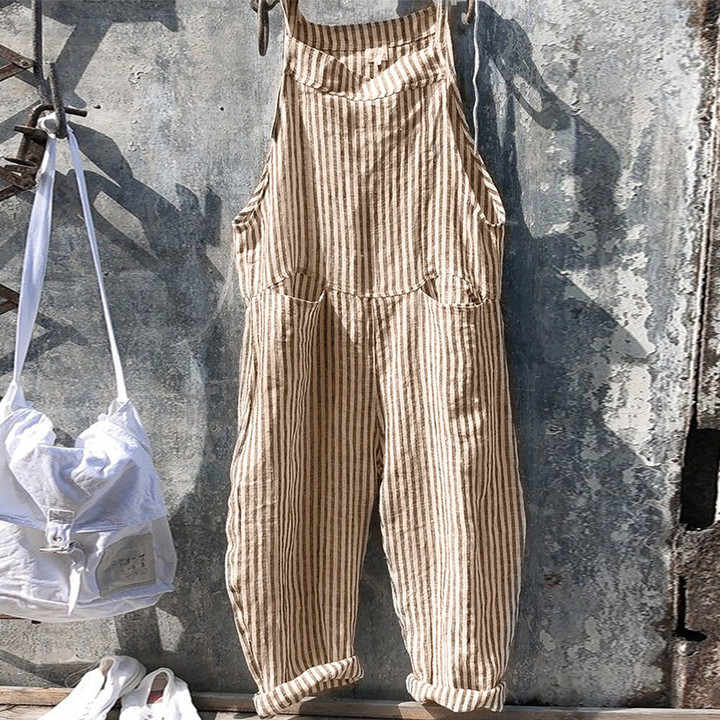 This discount is for you : Women's Striped Wide Leg Overalls