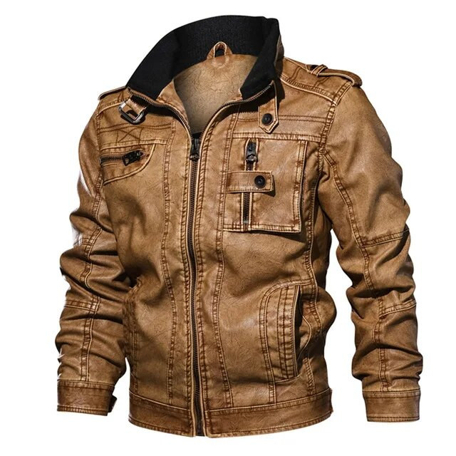 This discount is for you : Brand Leather Jacket Men Vintage Biker PU Coat Causal Motorcycle Jackets Plus Size 8XL 3D Stand Collar Autumn Winter Thick Tops