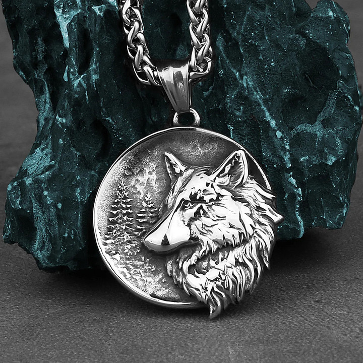 This is a discount for you : Stainless Steel Nordic Viking Wolf Pendant Chain Necklace For Men Male Jewelry Accessory