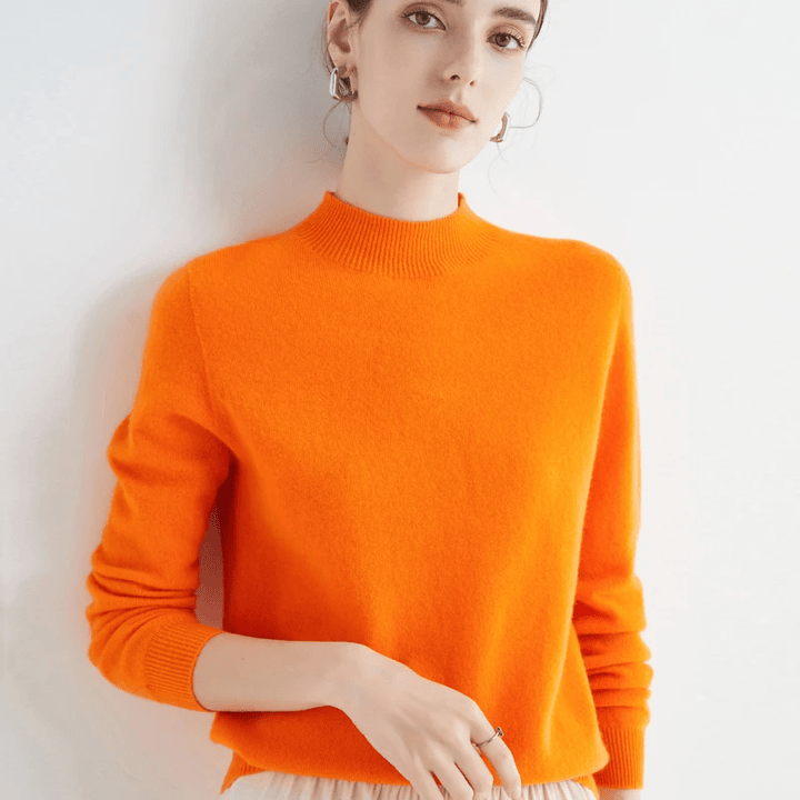 This is a discount for you : First-Line Ready-To-Wear Wool Sweater Women's Loose Half Turtleneck Pullover Spring and Autumn Basic Style Simple Bottoming Top
