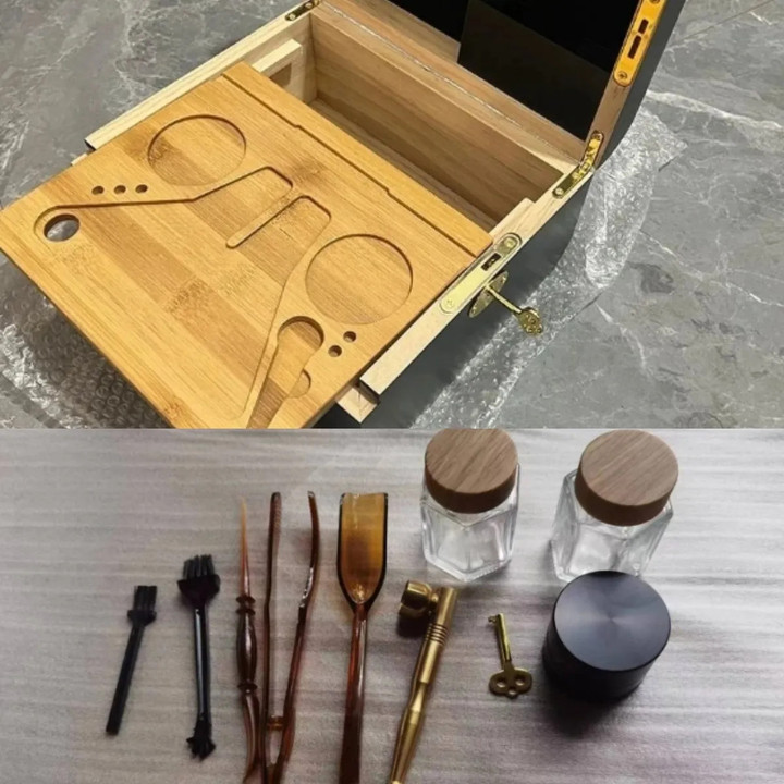 This is a discount for you : Wooden Storage Box Movable Tray Cigarette Operationed Trays Cut Tobacco Reel Handmade Wooden Cigarette Storage Boxs Large Kit