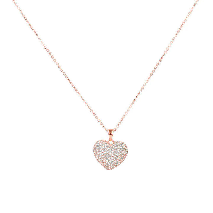 THIS IS A DISCOUNT FOR YOU - New 3D Love Heart Necklaces for Women Gold Silvery Thin Link Chain CZ Zircon Small Heart Choker Fashion Jewelry Wedding Gifts