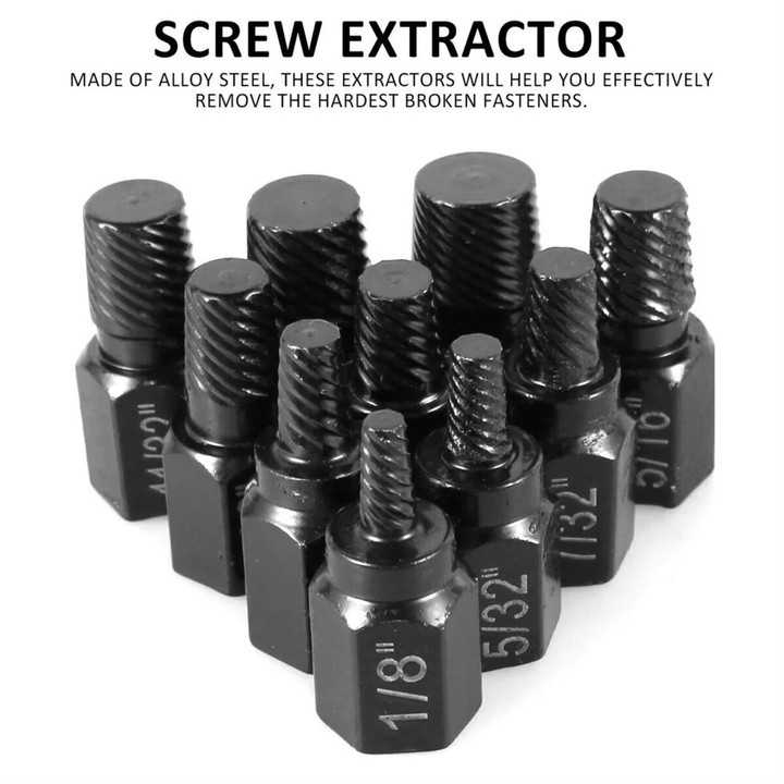 THIS IS A DISCOUNT FOR YOU - 10Pcs Broken Bolt Remover Damaged Bolt Stud Extractor Tool Metal Easy Out Drill Bits Broken Bolt Stud Remover