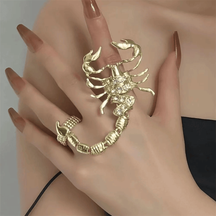 THIS IS A DISCOUNT FOR YOU - 2024 New Butterfly Crystal Rings Women Scorpion Punk Elastic Rings Personality Open Rings Gothic Metal Hiphop Skeleton Rings