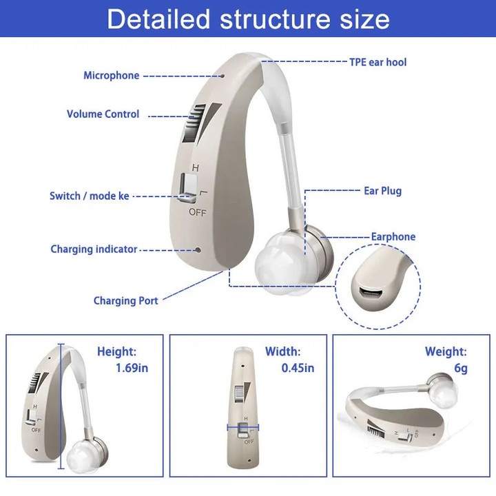 THIS IS A DISCOUNT FOR YOU - Digital Hearing Aids Rechargeable Hearing Aid High Power Sound Amplifier For Elderly Behind the Ear Care One Click Adjustable