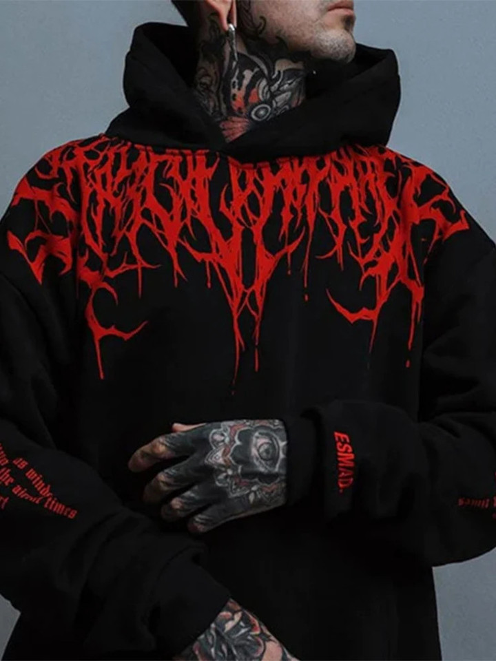 THIS IS A DISCOUNT FOR YOU - Evil Blood Oversize Large Pattern Hoodie